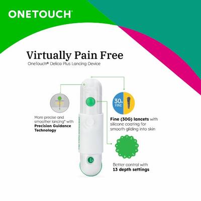 OneTouch Delica Plus Lancing Device + 25's Free Lancets - Multi-Stylers