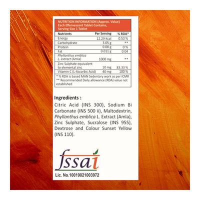 Fitzzi Amla Extract Vitamin-C & Zinc Effervescent Tablet 20's - Pakeeza Unani