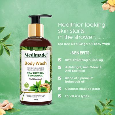 Medimade Tea Tree Oil And Ginger Oil Body Wash 300 ml - Plain/Flavoured Condoms