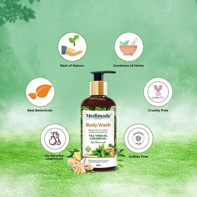 Medimade Tea Tree Oil And Ginger Oil Body Wash 300 ml - Plain/Flavoured Condoms