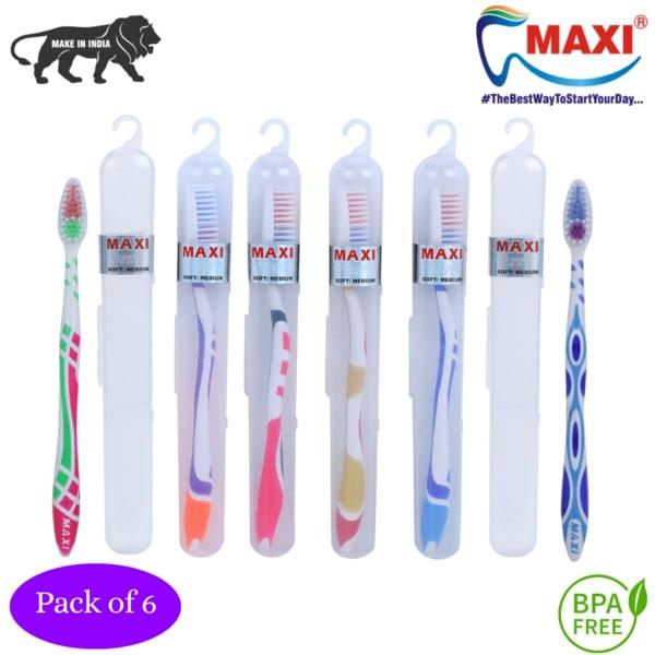 Netmeds | MAXI Travel Pack Toothbrush - Soft 6's
