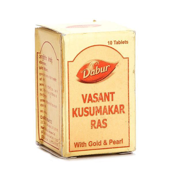 Netmeds | Dabur Vasant Kusumakar Ras with Gold & Pearl Tablet 10's