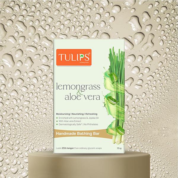 Netmeds | TULIPS Lemongrass and Aloe Vera Handmade Bathing Bar 125 gm