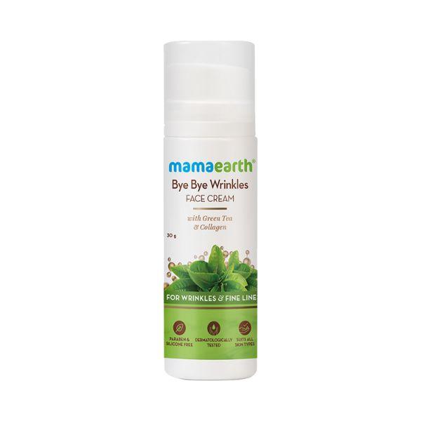 Netmeds | Mamaearth Bye Bye Face Cream For Women Anti Ageing For Fine Line & Wrinkles with Green Tea & Collagen 30 gm