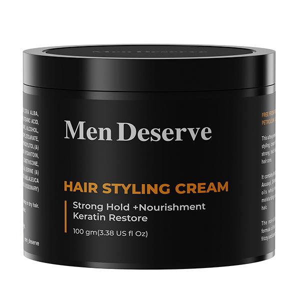 Netmeds | Men Deserve Hair Styling Cream (Strong Hold) + Nourishment Keratin Restore 100gm