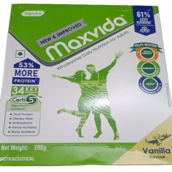 Netmeds | Maxvida Wholesome Daily Nutrition For Adults Refill -  Vanilla Flavour 200 g