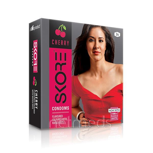 Netmeds | Skore 1500+ Raised Dots Condoms - Cherry 3's