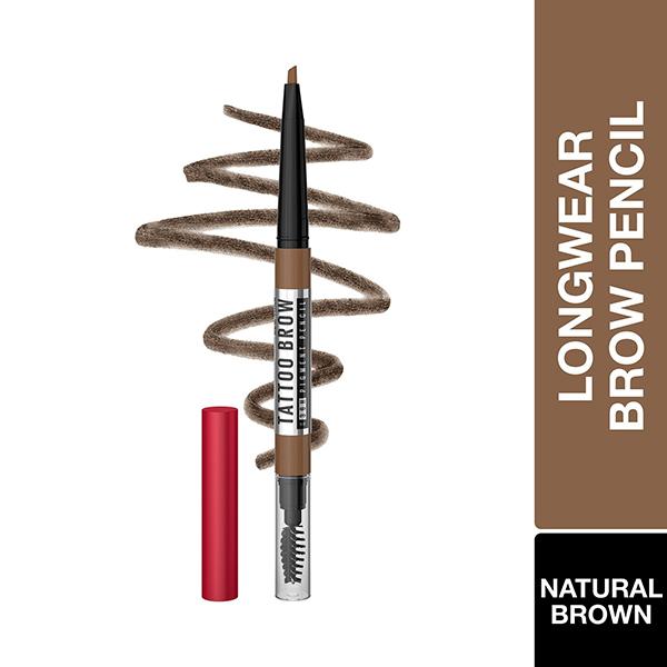 Netmeds | Maybelline New York Tattoo Brow 36 Hr Brow Pencil Natural Brown m Waterproof Eyebrow Pencil with Precision Tip 0.25 gm
