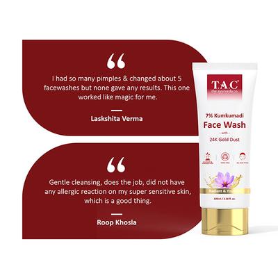 T.A.C - The Ayurveda Co. 7% Kumkumadi Face Wash with Saffron & 24K Gold Radiant & Youthful Skin 100 ml - Face Wash & Cleansers