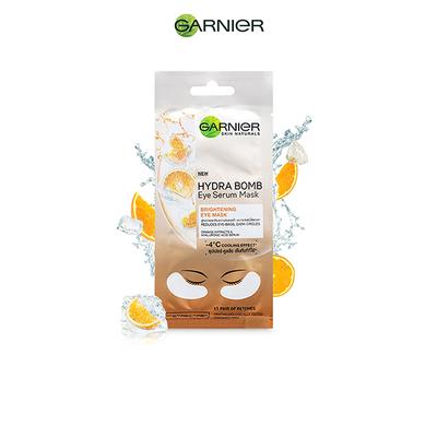 Garnier Hydra Bomb Eye Serum Mask, Brighteninig Orange Extracts + Hyluronic Acid 6gm - Eye Masks