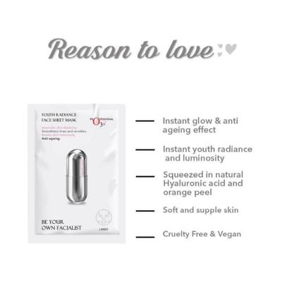 O3+ Facialist Youth Radiance Sheet Mask With Glycolic 30 gm - Face Mask