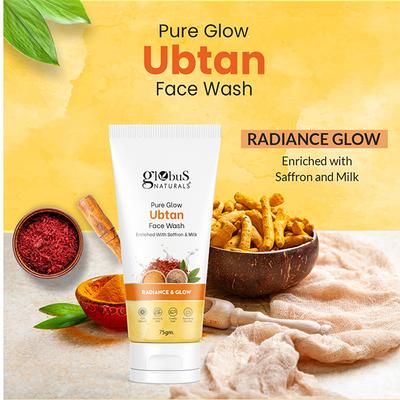 Globus Naturals Face Care Combo -Aloe Vera Neem Tulsi, Radiance & Glow Ubtan Face Wash, 75gm each 2's - Face Wash & Cleansers