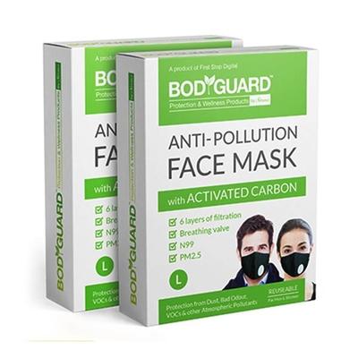 BodyGuard Reusable Anti Pollution Face Mask with Activated Carbon - Large (Pack of 2) - Face Mask