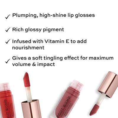 Makeup Revolution Pout Bomb Plumping Gloss Juicy Red 4.6ml - Lip Glosses