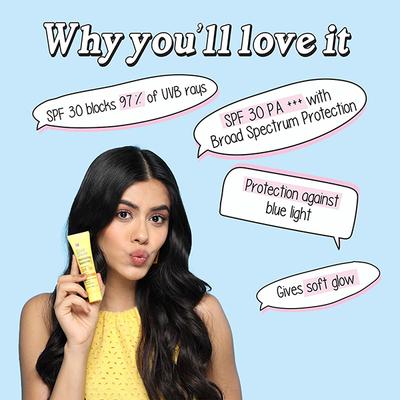Myglamm Popxo Glow Goals Illuminating Sunscreen Broad Spectrum SPF 30 PA++,Dermatologically Tested 30gm - Body Sunscreen
