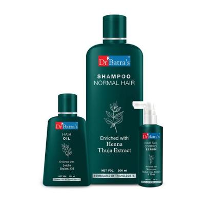 Dr Batra's Shampoo 500 ml + Hair Oil 100 ml + Hair Fall Control Serum 125 ml - Hair Treatment