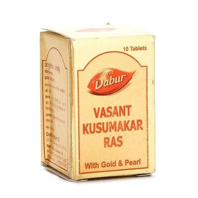 Dabur Vasant Kusumakar Ras with Gold & Pearl Tablet 10's - Diabetes Care (Ayush)
