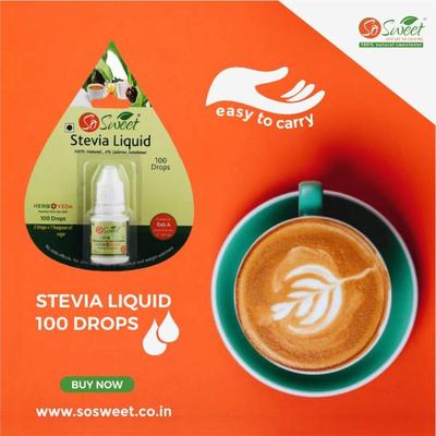 So Sweet 100% Natural Sugarfree Sweetener Stevia Liquid (Pack of 3) 300 Drops 15 ml - Sugar Substitutes (Fitness)