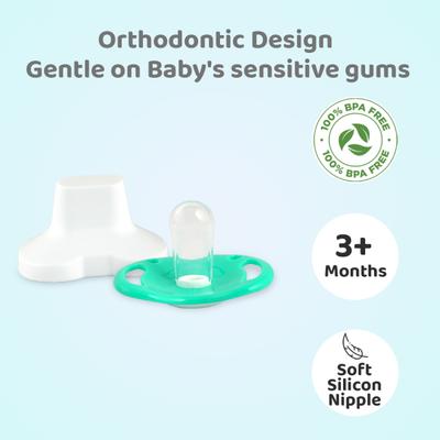 R for Rabbit Baby Apple Pacifier Ultra Light Soft Silicone Nipple for Kids of 3 Months - Green 1's - Pacifiers & Teethers