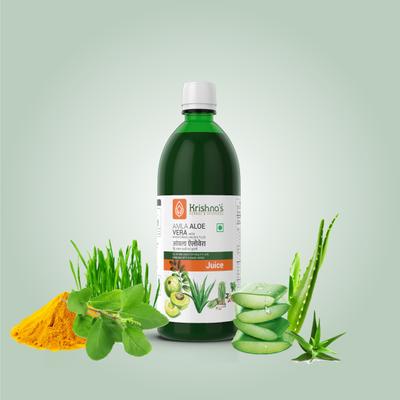 Krishna's Herbal & Ayurveda Amla Aloevera - Wheat-grass Haldi & Tulsi Juice 500 ml - Ayurvedic Juices