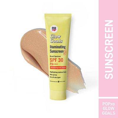 Myglamm Popxo Glow Goals Illuminating Sunscreen Broad Spectrum SPF 30 PA++,Dermatologically Tested 30gm - Body Sunscreen