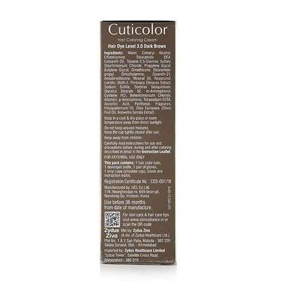 CUTICOLOR DARK BROWN HAIR COLORING Cream 60gm - Hair Color - P