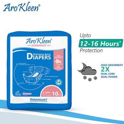 AroKleen Overnight Disposable Adult Diapers (XL) (127 cm - 170.18 cm) 10's - Adult Diapers & Pads