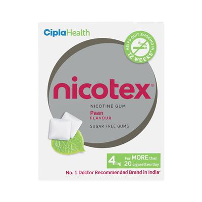 NICOTEX PAAN FLAVOUR SUGAR FREE GUMS 4mg Tablet 12's - Smoking cessation