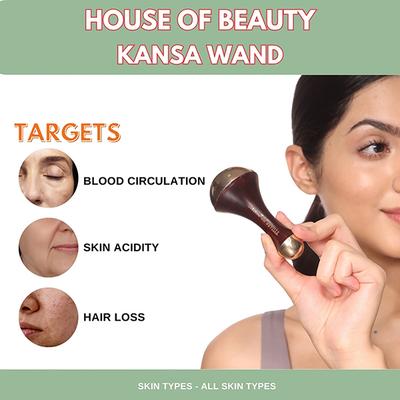House of Beauty Kansa Wand Balances Skin Ph, Dosha, Chakra & Improves Blood Circulation (2pc) 1's - Massagers