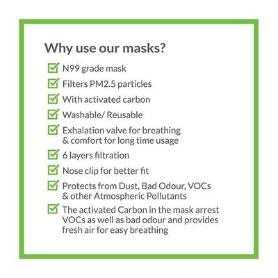 BodyGuard Reusable Anti Pollution Face Mask with Activated Carbon - Large (Pack of 2) - Face Mask