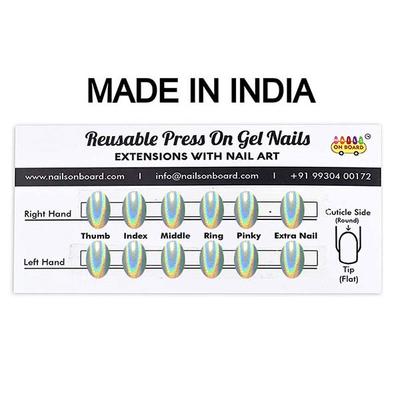 Nails On Board Handmade Press On Gel Nails- Holographic Sea Green 50 gm - Nail Care
