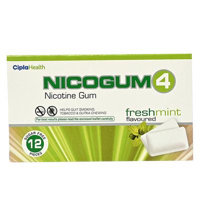 NICOGUM 4 SUGAR FREE FRESHMINT FLAVOURED Chew Gum 12's - Smoking cessation