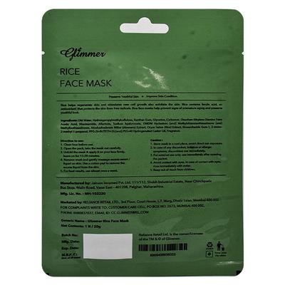 Glimmer Face Sheet Mask Rice 1's - Sheet Masks