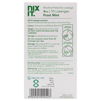 NIXIT 4 FROST MINT FLAVOUR SUGAR FREE Lozenges 10's - Smoking cessation