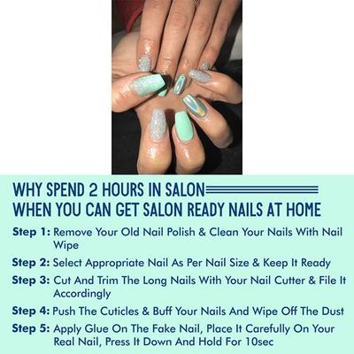 Nails On Board Handmade Press On Gel Nails- Holographic Sea Green 50 gm - Nail Care