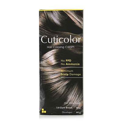 CUTICOLOR DARK BROWN HAIR COLORING Cream 60gm - Hair Color - P