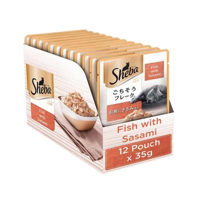 Sheba Feast of Flakes for Cats - Fish with Sasami (Pack of 35 gm x 12) 1's - Petfood