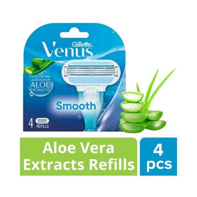 Gillette Venus Smooth Glidestrip With A Touch Of Aloe Extracts Cartridges - 4 Pieces Aloe Vera Extract - Razors & Cartridges
